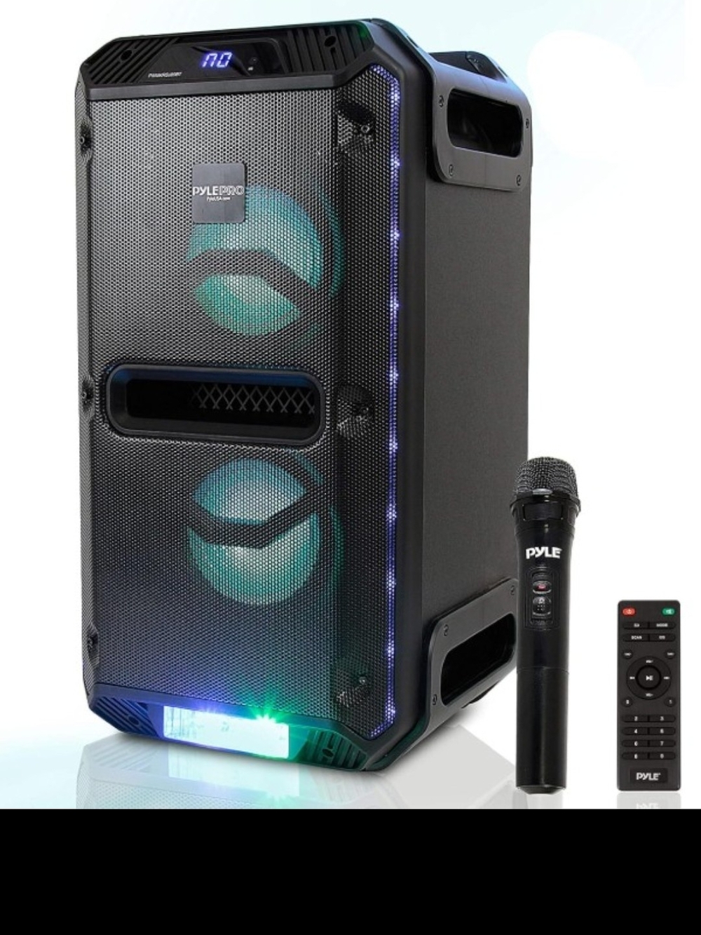 Portable Bluetooth Party Speaker with Wireless Microphone - Black